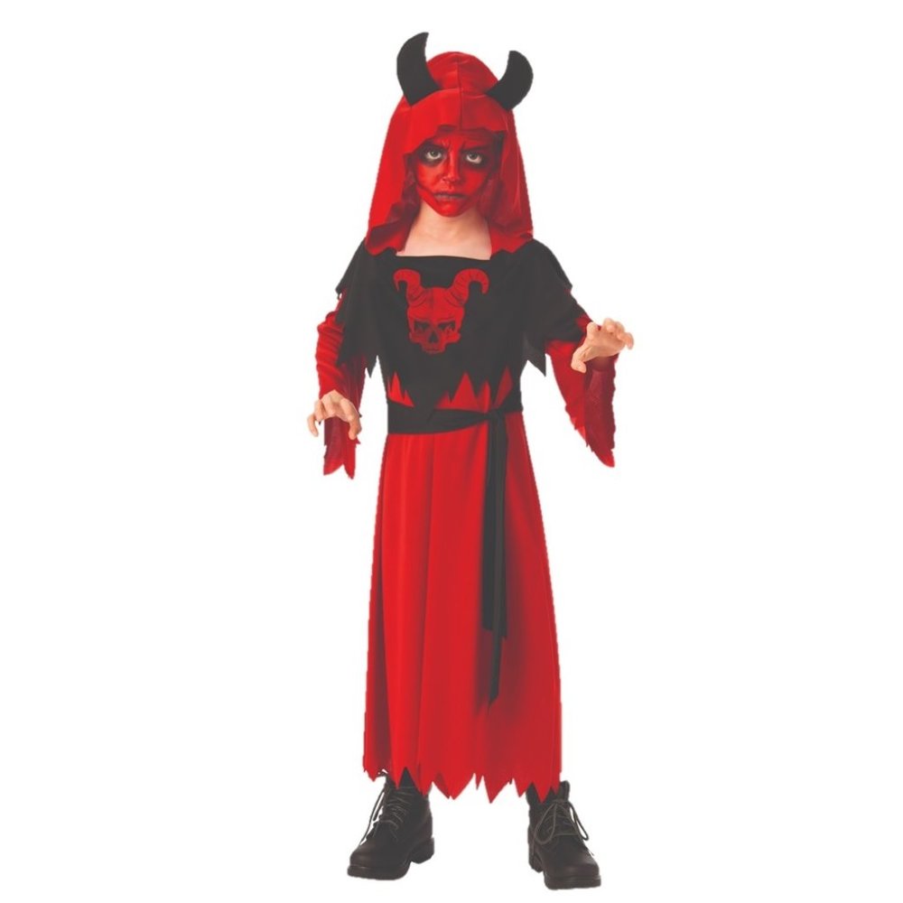 Child Boys Hooded Devil's Robe Halloween Costume Size S 4/6 M 8/10 L 10/12 NWT